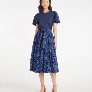 Draper James Blue Bandana Midi Skirt